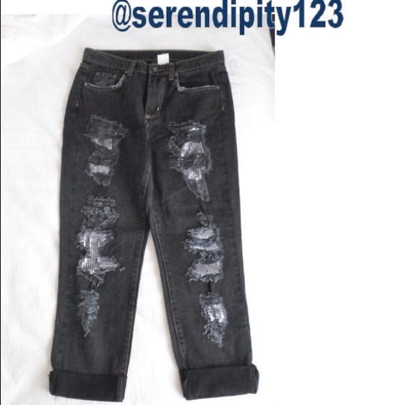 LF Stores Carmar Sequin Patch Baggy Jeans 27 NWT - Picture 2 of 4