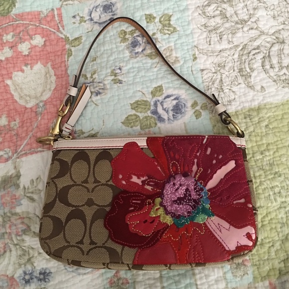 Coach Handbags - Authentic Coach floral appliqué handbag/wristlet