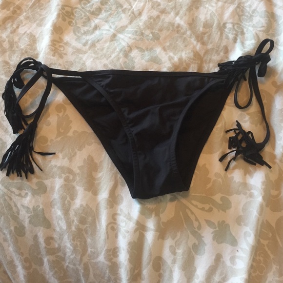 Black fringe bikini bottom