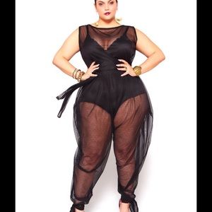 Black Polka Dot Jumpsuit/Coverup