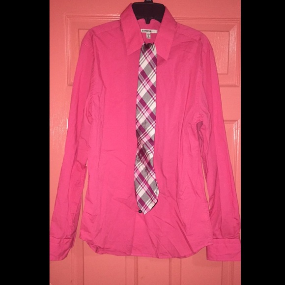 Hot Fuchsia pink Men Fitted Dress Shirt