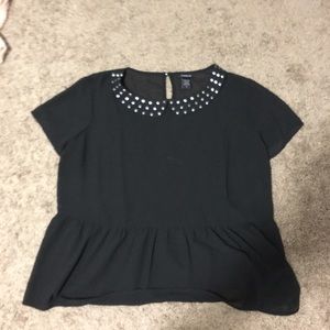 Black Sheer Peplum Blouse
