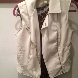 White faux-leather motorcycle vest