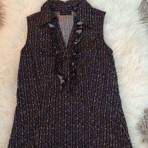 Black print button down