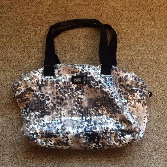 Victoria Secrets PINK leopard sequin duffle bag