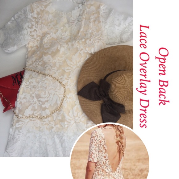 NWT Open Back Lace Overlay Dress