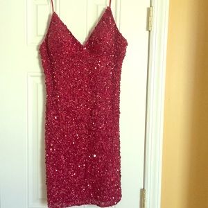 Adrianna Papell wine colored sequins mini dress