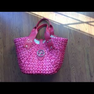 Francisco Biasia red straw tote