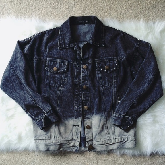 Ombré studded denim jacket