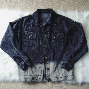 Ombré studded denim jacket