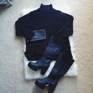 Chunky knitted turtleneck sweater