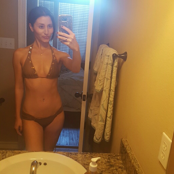 Brown cheeky beach bunny bikini set xs