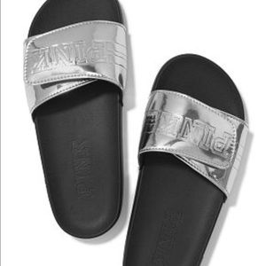 SILVER PINK SLIDES