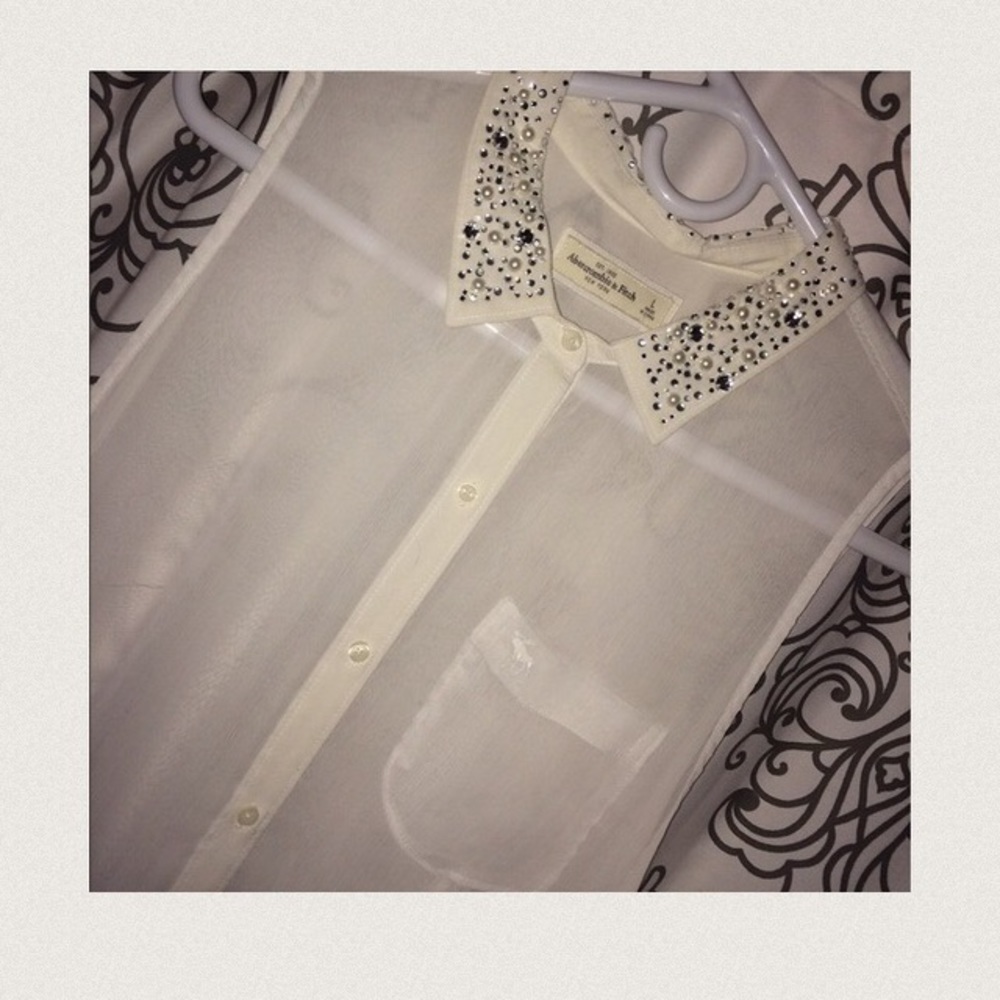 Abercrombie&Fitch sheer blouse with gem detailing