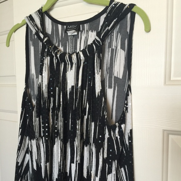 MSK black and white dress with iridescent sequins - Picture 2 of 4