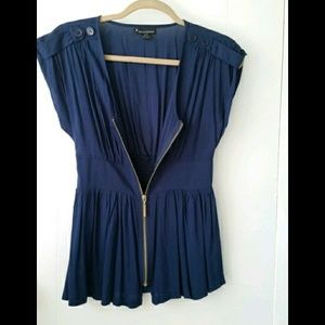Cool Gold Navy Zipper Top