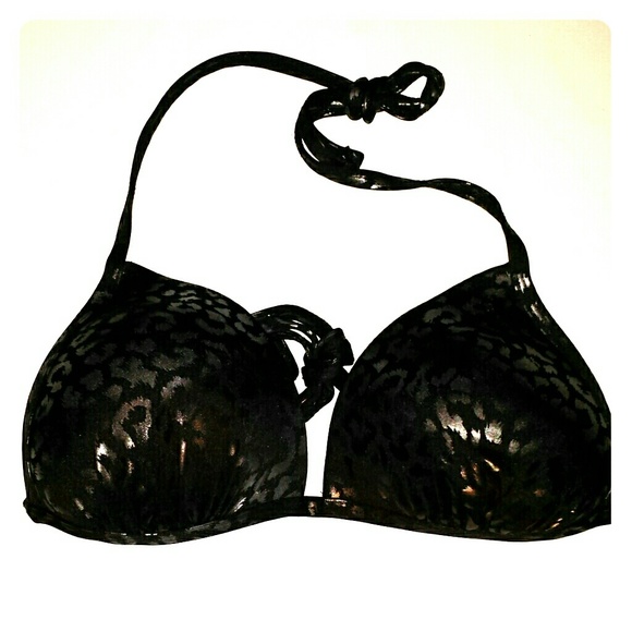 Medium Black and Silver Swim Top