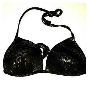 Medium Black and Silver Swim Top