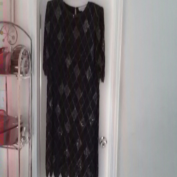 Argenti size 10,black sequined cocktail dress.