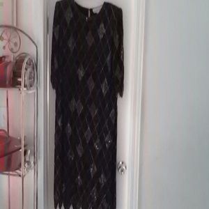 Argenti size 10,black sequined cocktail dress.