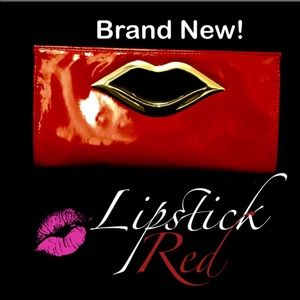 Red Clutch with Gold Lips