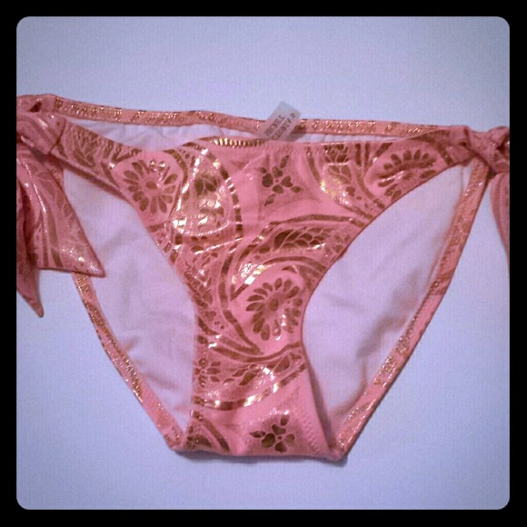 XS Victoria's Secret Coral and Gold Swim Bottom