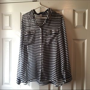 Nautical Button-Up Sheer Top