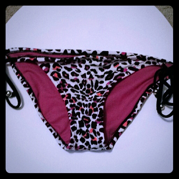Medium Pink and Black Cheetah Swim Bottoms