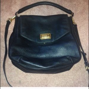 Black leather MBMJ hobo with gold hardware