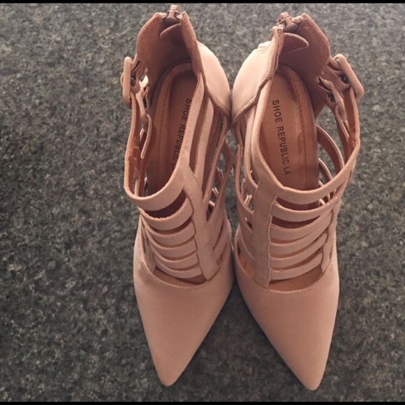Nude cage heels