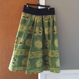 Elephant print mid-length skirt