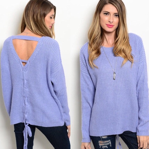 Purple Sweater With Lace Up Back Design L