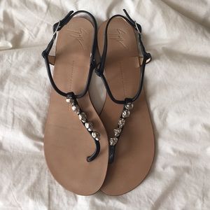 Giuseppe Zanotti Black Skull Sandal 38