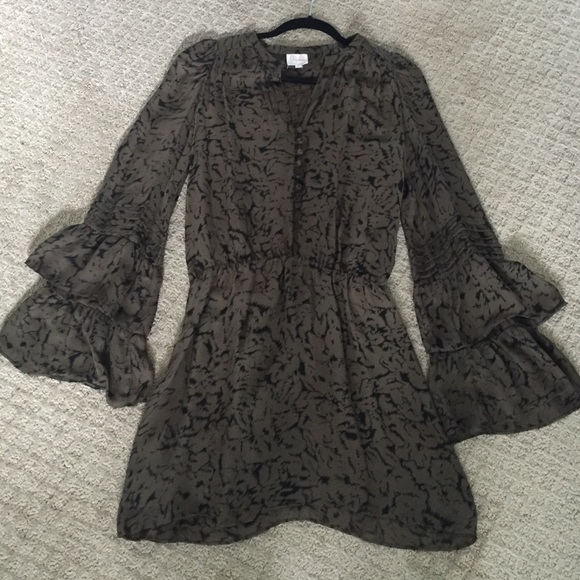 Parker green and black silk dress
