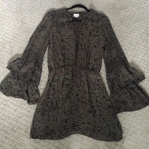 Parker green and black silk dress