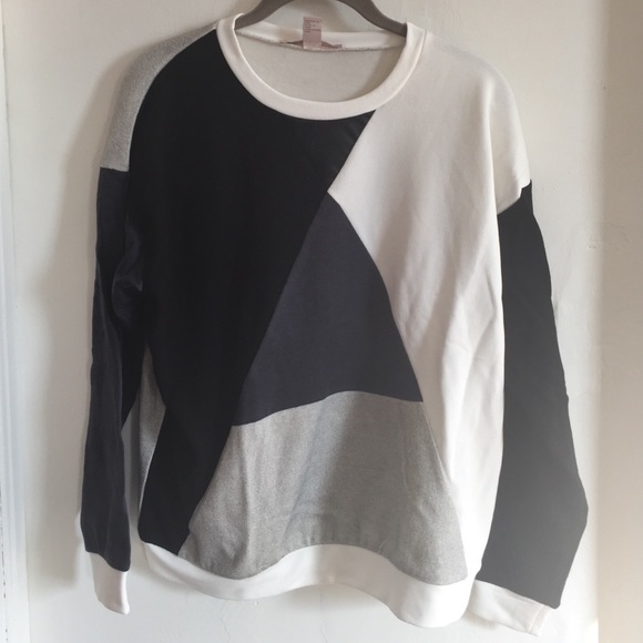 Color block mixed material sweatshirt