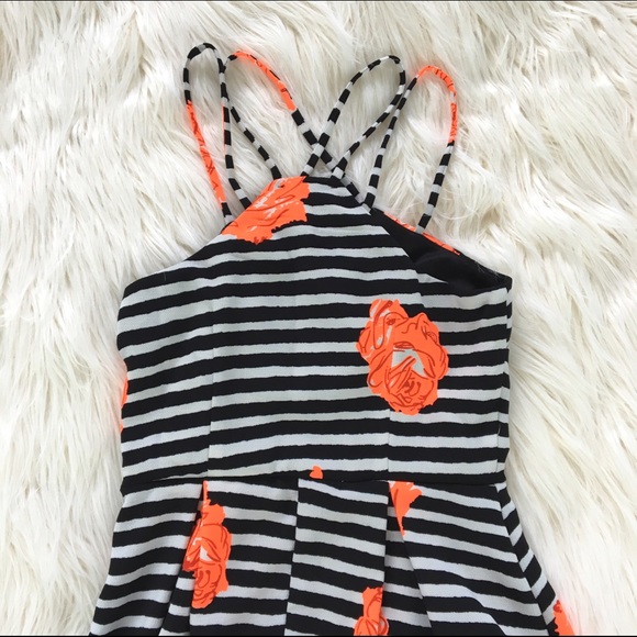 Super Fun Striped Orange Rose Dress - Picture 3 of 4