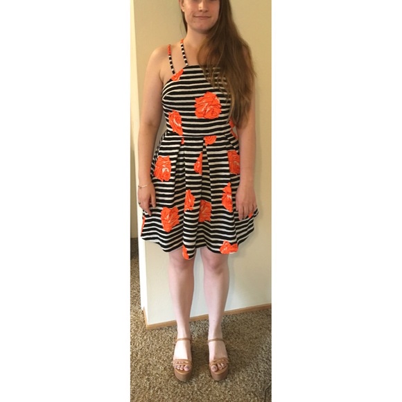 Super Fun Striped Orange Rose Dress - Picture 4 of 4