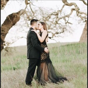 Black Lace + Tulle [Deep Back] Dress