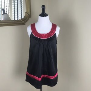 AGB Blouse Size Small Black with  Deep Pink Trim