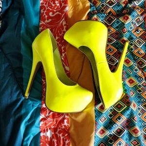 Neon yellow heels