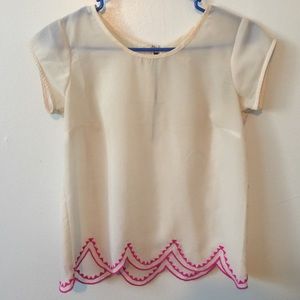 white with pink trim shirt 😊