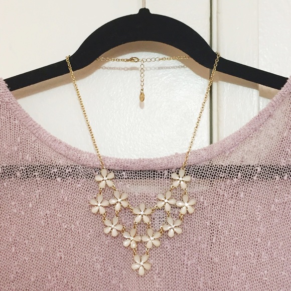 White Flower Statement Necklace