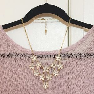 White Flower Statement Necklace