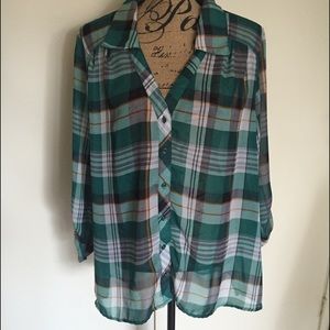 Green Plaid Top