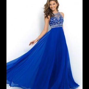 Royal Blue A-Lined Princess Neck Gown