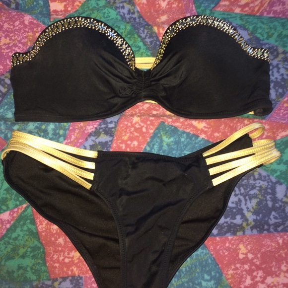 Victoria's Secret black and gold bikini