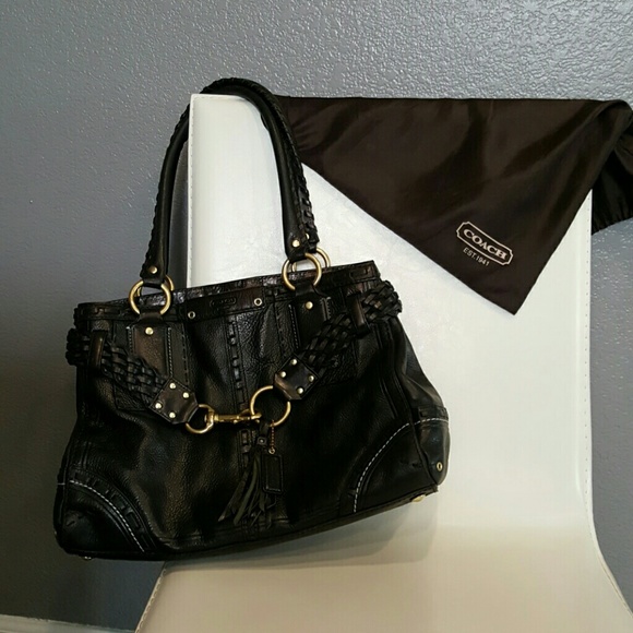 Coach limited edition black leather satchel