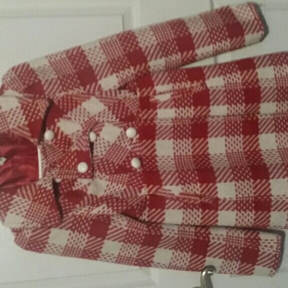 Red/cream checker peacoat. - Picture 2 of 4