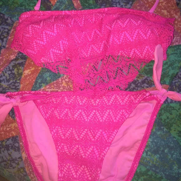 Pink lace bikini